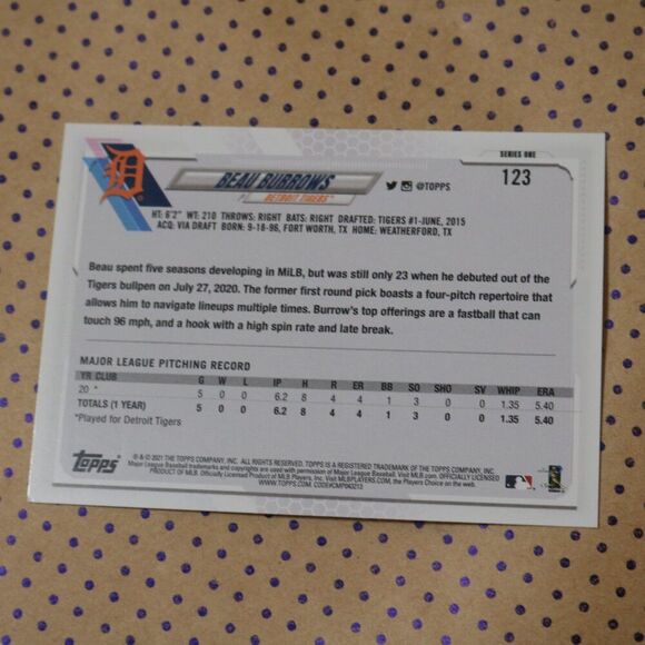 Beau Burrows #123 Baseball Card - Picture 2 of 2